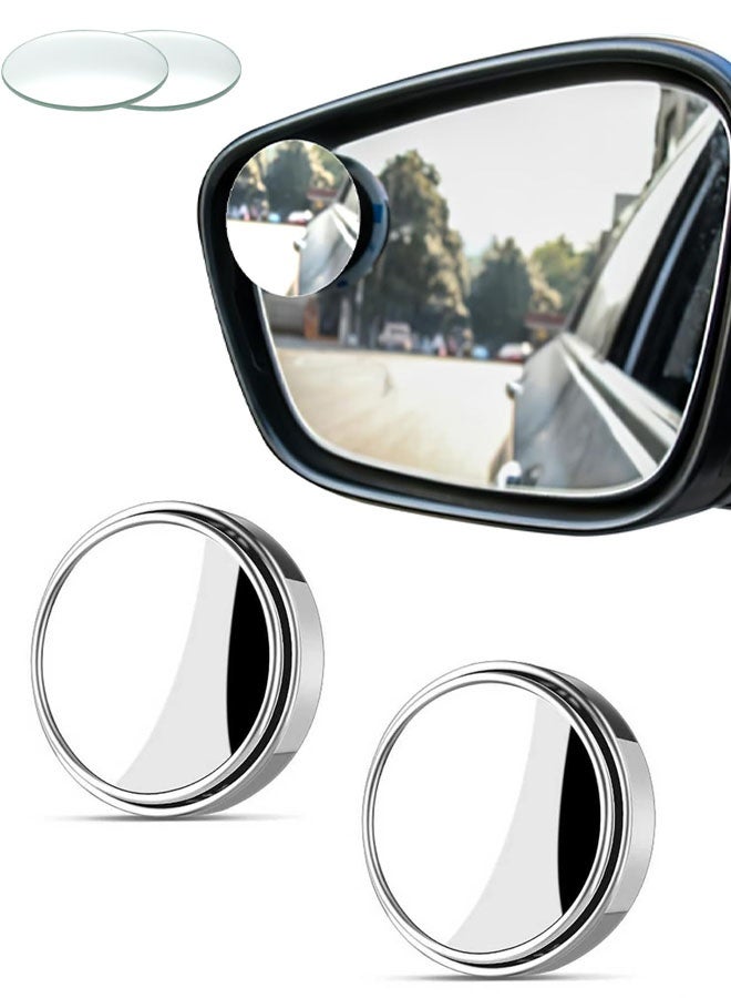 2PCS Blind Spot Mirror, Round HD Glass Frameless Convex Rear View Mirror, 360 Degree Adjustable Wide Angle Side Rear View Mirror for Cars SUVs Motorcycles Trucks - Image 1