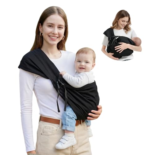 MISSWISDOM Baby Sling Carrier Toddler Sling Carrier with Wide Shoulder Strap Lightweight Baby Carriers Newborn to Toddler Infant Wrap Carriers Perfect for Mom and Dad 730lbs Black - Image 1