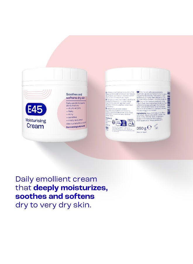 E45 Cream for Dry & Sensitive Skin - Clinically Proven Moisturiser for Eczema, Dermatitis & Irritation - Dermatologically Tested Non-Greasy Body, Face & Hand Care, 350g - Image 2