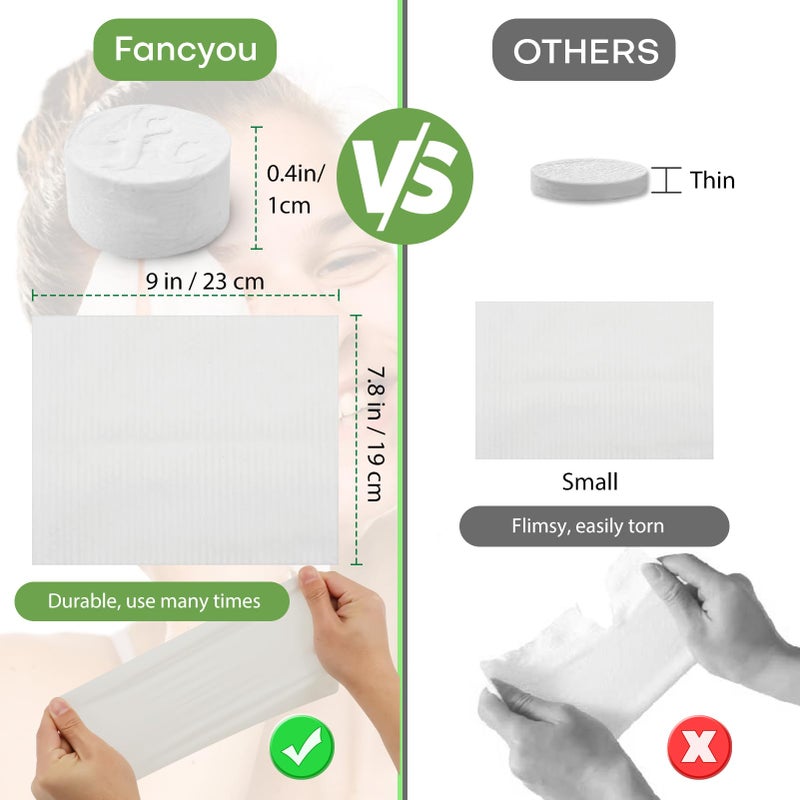 Fancyou Compressed Towel Tablets 100 Count, Thickened Disposable Face Towel Biodegradable Cotton Cloths, Portable Mini Compressed Washcloths Coin Tissue for Travel, Gym, Home, Outdoor Activities - Image 3