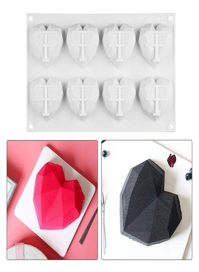 BAKING SET مجموعة أدوات الخبز: قالب كيك ثلاثي الأبعاد على شكل قلب ماسي، قالب صابون مرن، قالب سيليكون، قالب شوكولاتة - Image 3