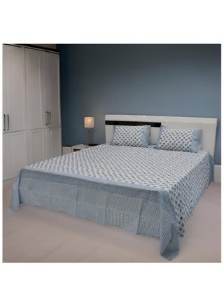 100% Cotton Jaipuri Handblock Print Double Bed Sheet with 2 Pillow Covers Premium Quality, Soft, Breathable, Skin-Friendly & Comfortable Bedding Set (POPLIN BLUE 1) - pzsku/Z3ADE5508010120D26F0FZ/45/_/1738956560/35eaf8b2-a0c5-46be-99bf-adf6800b2f2d