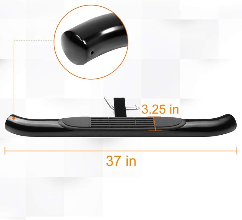 PM Performotor Universal 37x3.25 Inches Black Rear Bumper Tow Hitch Step Bar for 2" Receiver - Image 2