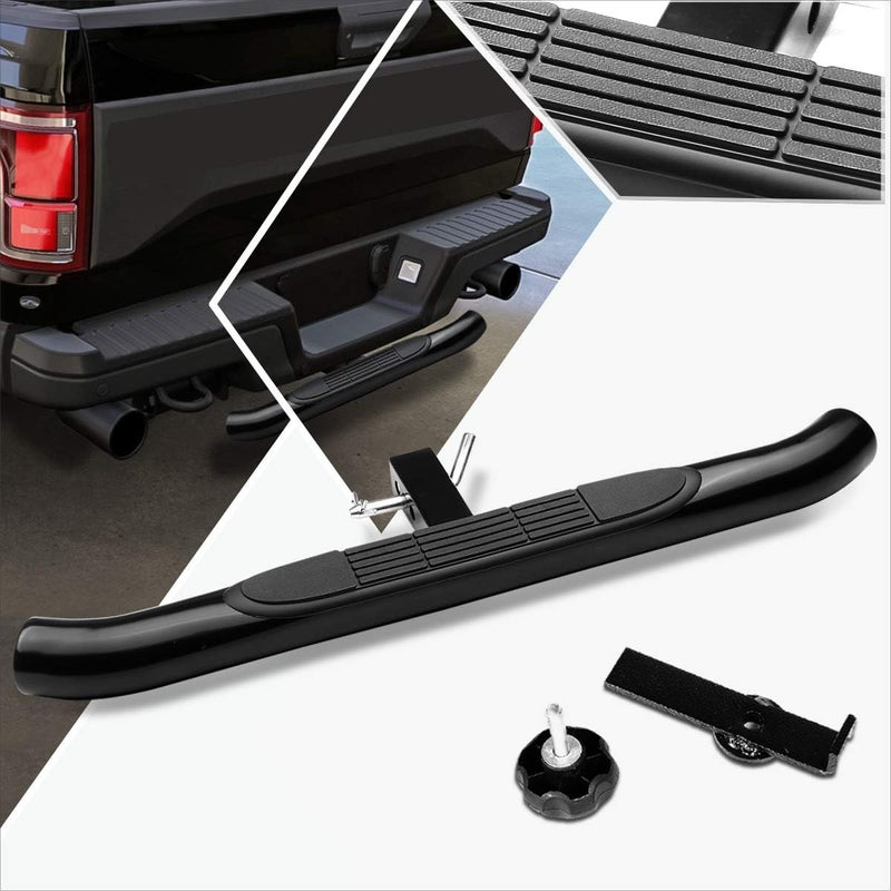 PM Performotor Universal 37x3.25 Inches Black Rear Bumper Tow Hitch Step Bar for 2" Receiver - Image 1
