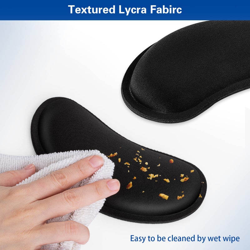 Canjoy Mouse Wrist Rest, Canjoy 2 Pack Memory Foam Soft Fabric Mouse Wrist Rest Pad Support Cushion with Anti-Skid Rubber Base,Ergonomic Pain Relief Mouse Hand Rest (Black) - Image 4