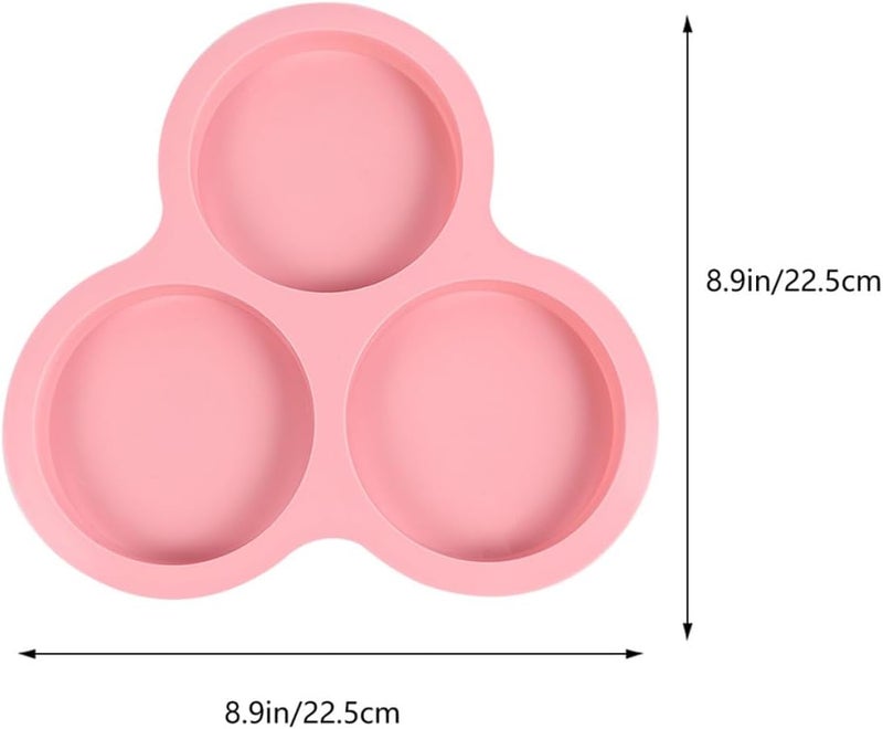 3-cavity round Silicone Cake Mold Non-stick Chocolate Fondant Baking Mold for DIY Party Candy and Cake Decorating, Pink, - Image 2