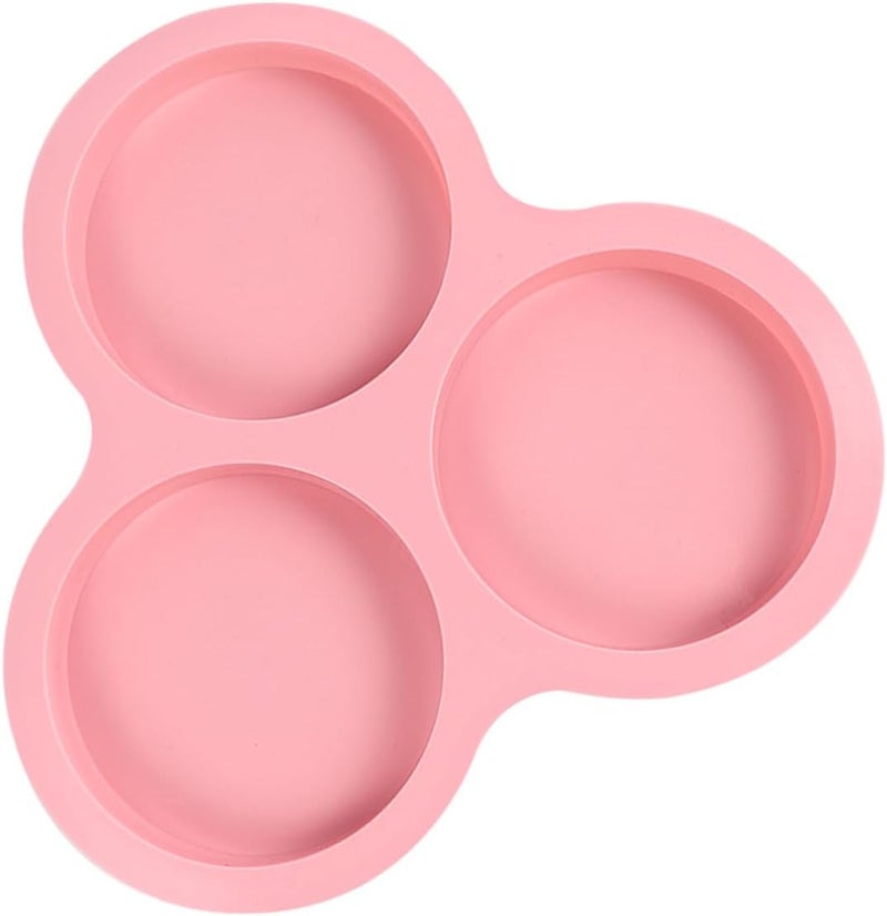 3-cavity round Silicone Cake Mold Non-stick Chocolate Fondant Baking Mold for DIY Party Candy and Cake Decorating, Pink, - Image 1