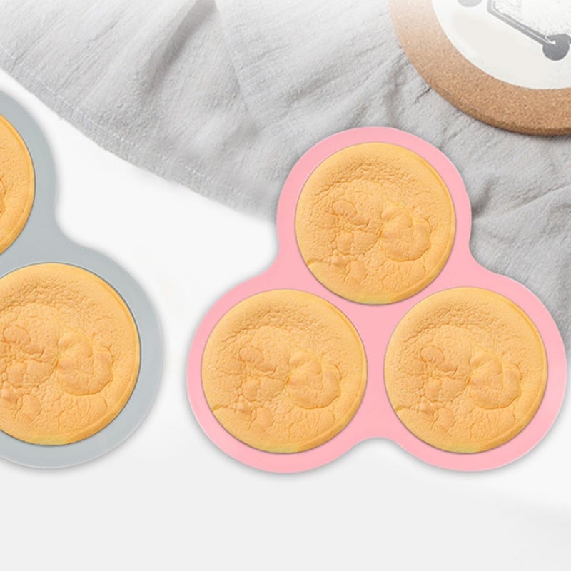 3-cavity round Silicone Cake Mold Non-stick Chocolate Fondant Baking Mold for DIY Party Candy and Cake Decorating, Pink, - Image 5