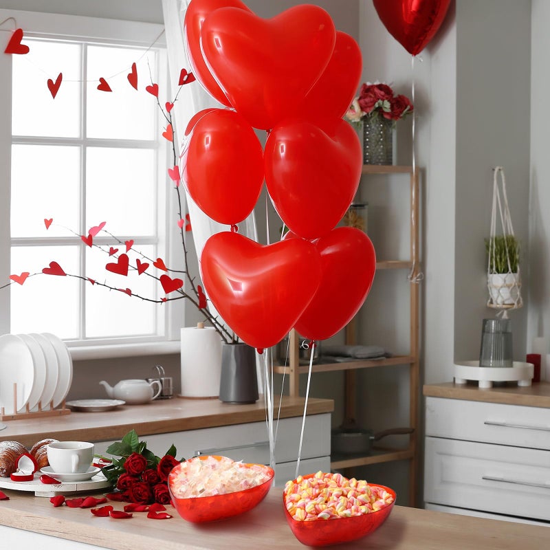 Wiwiqing 2 Pcs Heart Shape Dish 9.65 Inch Valentine Candy Bowl Red Love Dishes Plastic Love Fruit Plate Dessert Snack Salad Bowl for Home Valentine Anniversary Wedding - Image 5