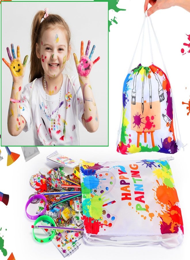 Jenaai 102 Pcs Art Paint Party Favor Supplies Set Back to School Gift Includes 12 Drawstring Backpacks 12 Bracelets 12 Badges 12 Keychains 18 Spiral Notepads 12 Pencils 12 Stickers 12 Necklaces - Image 4