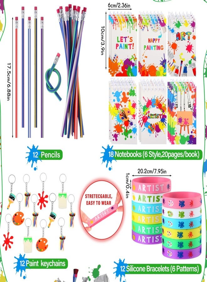 Jenaai 102 Pcs Art Paint Party Favor Supplies Set Back to School Gift Includes 12 Drawstring Backpacks 12 Bracelets 12 Badges 12 Keychains 18 Spiral Notepads 12 Pencils 12 Stickers 12 Necklaces - Image 3