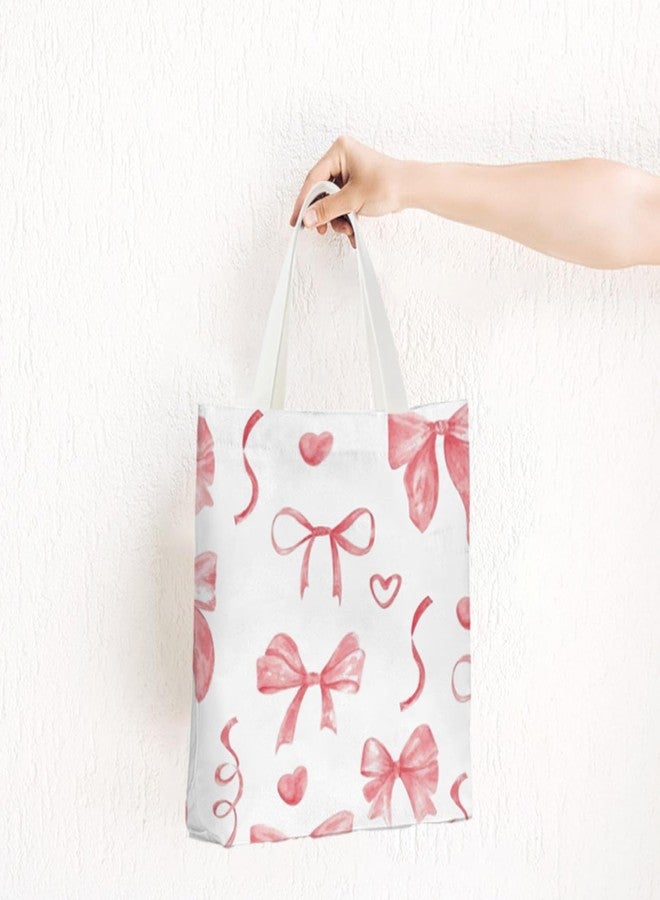 Essme Aesthetic Tote Bag Canvas Bag for Women,Lover Cute Bowknot Tote Bags Gifts Reusable Grocery Shopping Gym Bags.(Bowknot) - Image 5