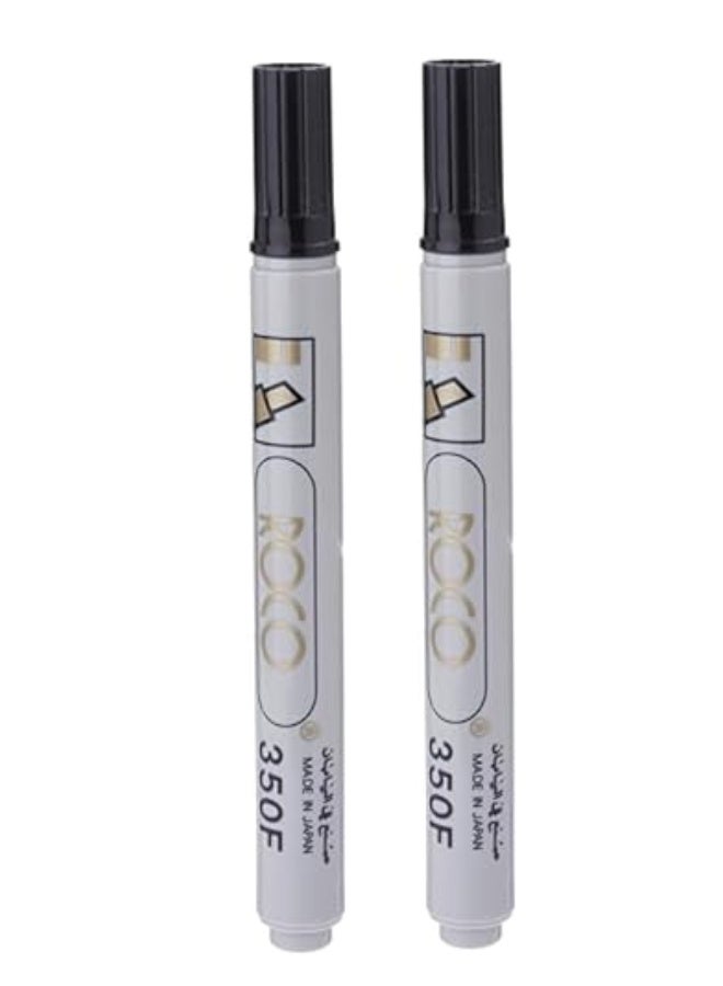 ROCO 350F Paint Marker – Permanent Oil-Based Marker Pen for Metal, Glass, Plastic, Wood & More – Made in Japan(Pack of 2)Black - Image 1