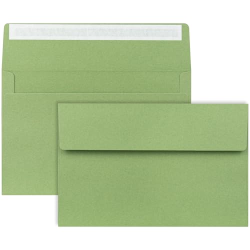 AZAZA A9 Envelopes Sage Green 5.75x8.75 Invitation Envelopes Self Seal Pack of 50 Blank Envelopes for Cards Sage Green - Image 1