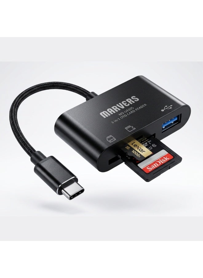 3-in-1 Card Reader OTG Adapter SD TF USB Multi-Function Data Transfer Adapter - Image 1