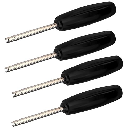 VOTNMIC 4 Pieces Valve Core Torque Tool, Avoid TPMS Damage, Valve Core Removal and Installation Tool, Helps Guard Against Over or Under torquing,Black, Silver - Image 1