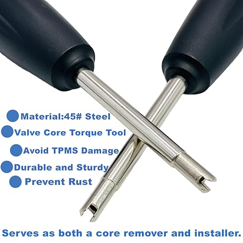 VOTNMIC 4 Pieces Valve Core Torque Tool, Avoid TPMS Damage, Valve Core Removal and Installation Tool, Helps Guard Against Over or Under torquing,Black, Silver - Image 2