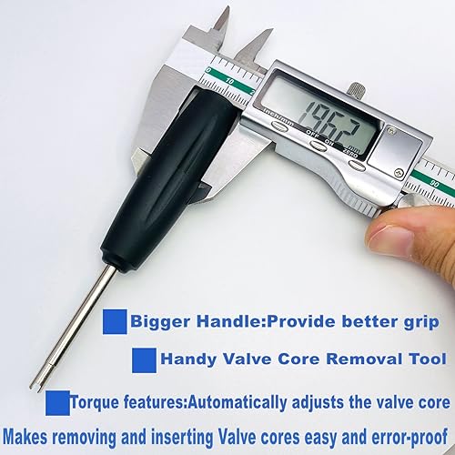 VOTNMIC 4 Pieces Valve Core Torque Tool, Avoid TPMS Damage, Valve Core Removal and Installation Tool, Helps Guard Against Over or Under torquing,Black, Silver - Image 3