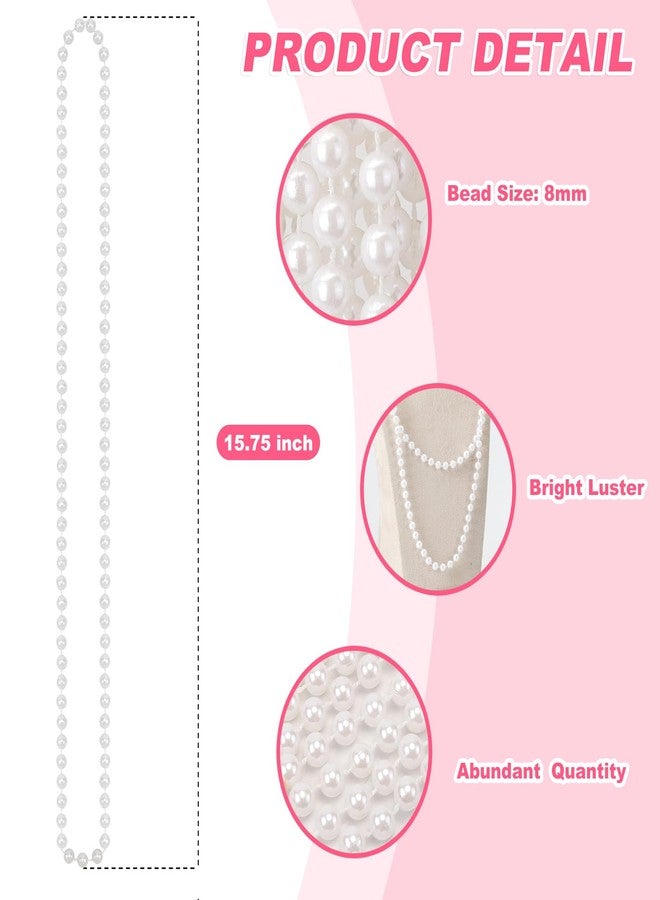 Becfupo 50 Pcs Faux White Pearl Beaded Necklaces Bulk, 7mm 31.5 Inch White Pearl Bead Necklaces For Wedding Birthday Party Decoration, Women Costume Party Dress-up Accessories, 31.5 Inch, Plastic, No Gemstone - Image 2
