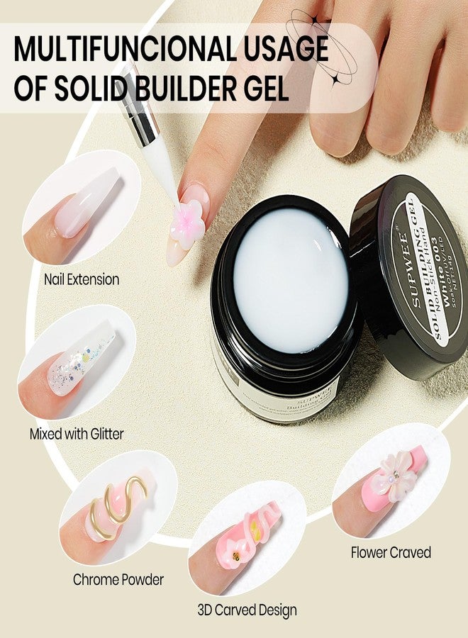 SUPWEE جل بناء تمثال صلب سوبي، جل أظافر ثلاثي الأبعاد أبيض غير لاصق لتمديد الأظافر لعمل النقوش وزخرفة فن الأظافر جل صلب للأظافر مانيكير افعلها بنفسك في المنزل 14غ (0.49 أونصة) - Image 2