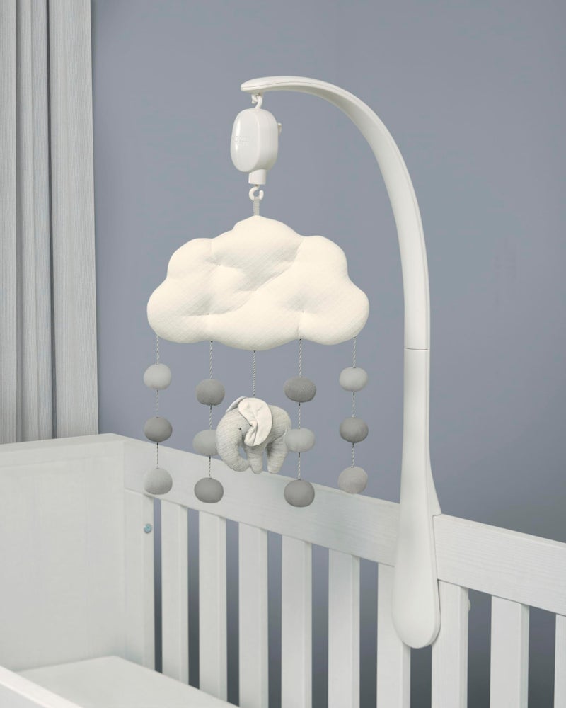 MCGMITT Mamas & Papas Welcome to The World Cloud and Elephant Musical Mobile with Pom Poms, Grey Elephant - Image 2