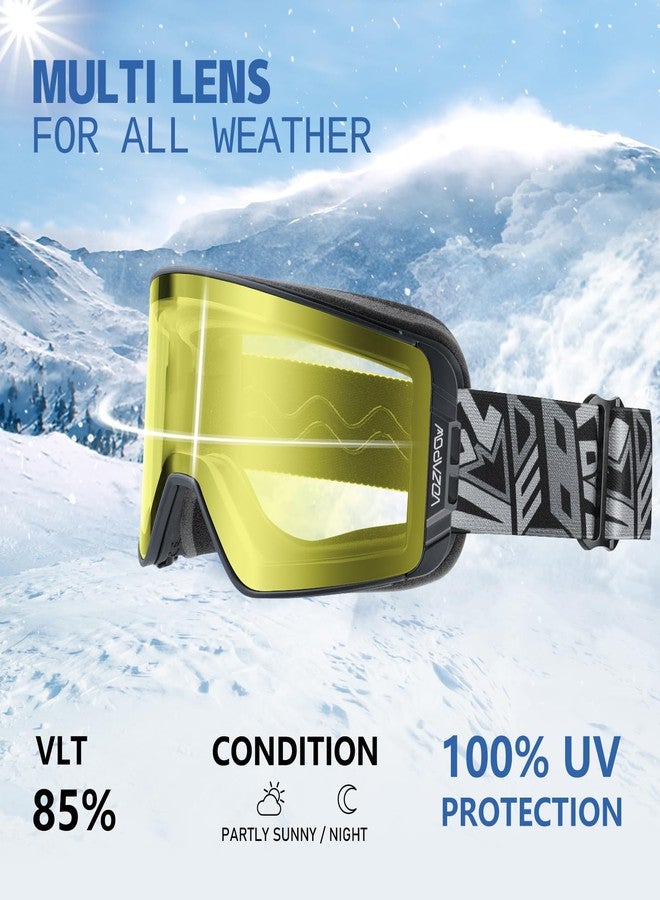 VOZAPOW Magnetic Replacement Lenses, Design for AS57 Ski Goggles, Anti-Fog, Anti-UV & Anti-Scratch - Image 3