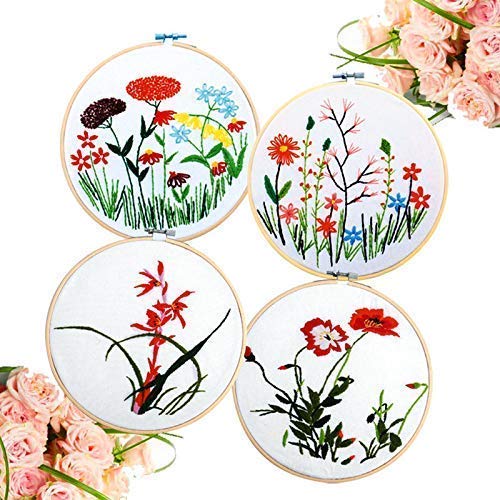 KHUSHA CREATIONS Embroidery Hoop Threads & Materials Starter Kit/Cross Stitch Hand Embroidery Kit/Complete Starter Kit for Beginners/DIY Embroidery kit with 2 Hoops,Threads, Matty Cloth & Tools - Image 5