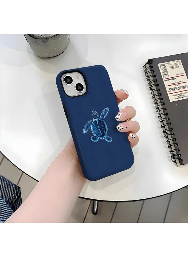 Temu Aesthetic dual-module phone case featuring a sea turtle design, durable and dual-layer construction for enhanced durability and drop protection, compatible with iPhone 13 - Image 1