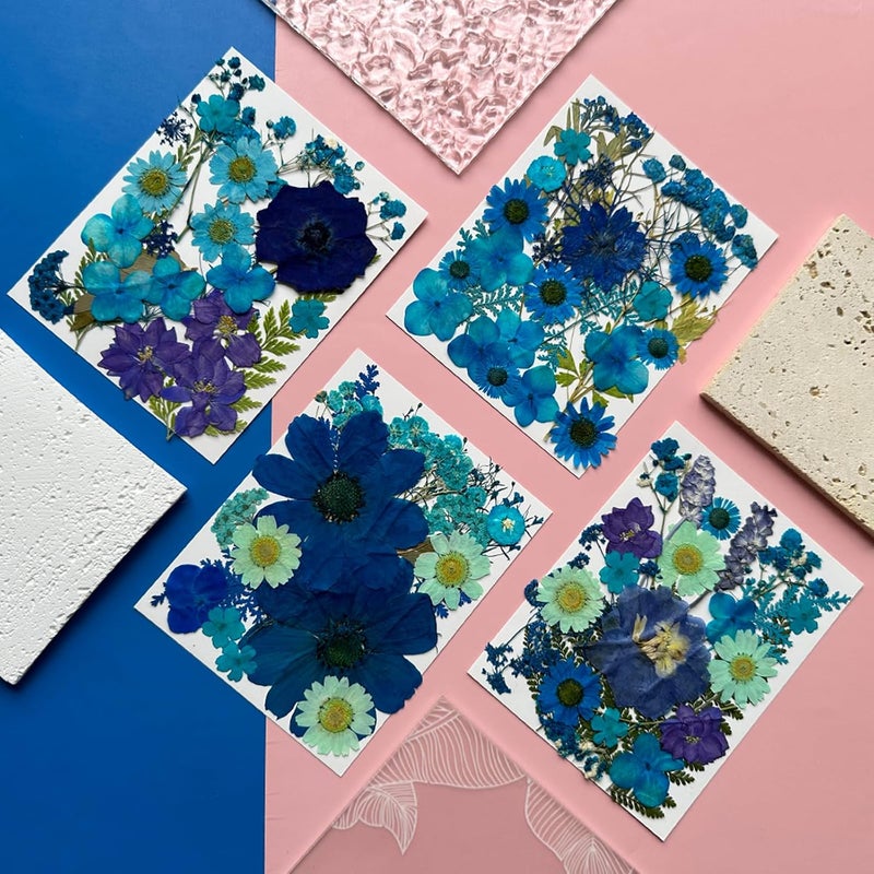 MIKIYA 94Pcs Blue Dried Pressed Flowers for Resin Molds, Assorted Real Natural Bulk Dry Floral Leaves for DIY Art Crafts, Epoxy Jewelry, Candle, Soap Making, Nails Decors Gifts - Image 3