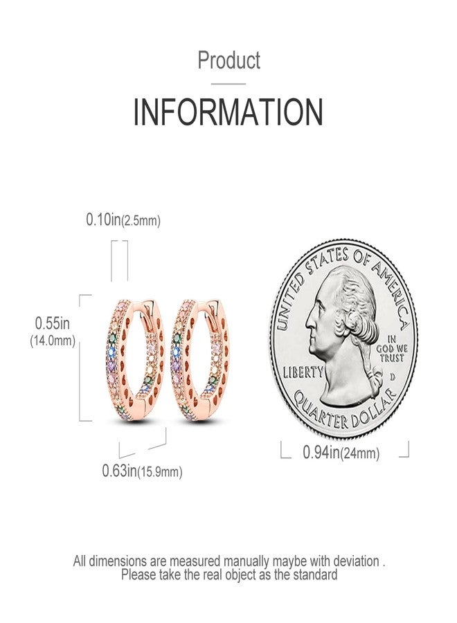 NARMO Small Hoop Earrings for Women Rose Gold Colorful Cubic Zirconia Hoop Earrings 925 Sterling Silver Heart Hoops - Image 3