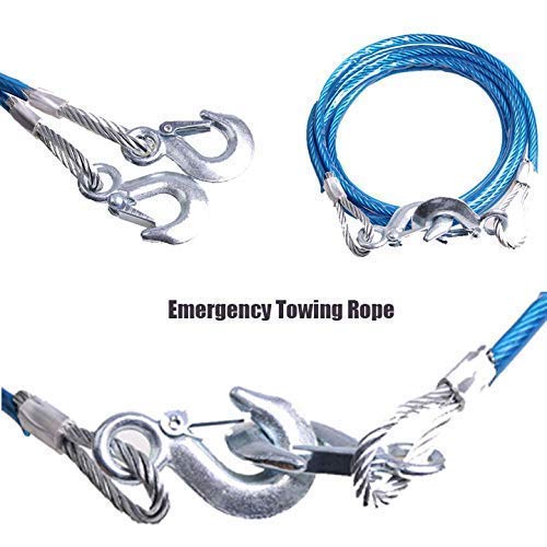 Favoto 12mm Car Tow Cable 4 Miter Long - 7 Ton Capacity Towing Super Strong Emergency Heavy Duty Car Tow Cable Strap Rope with Dual Forged Hooks (Blue, 12mm x 4 m) - Image 5