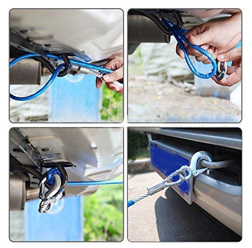 Favoto 12mm Car Tow Cable 4 Miter Long - 7 Ton Capacity Towing Super Strong Emergency Heavy Duty Car Tow Cable Strap Rope with Dual Forged Hooks (Blue, 12mm x 4 m) - Image 3