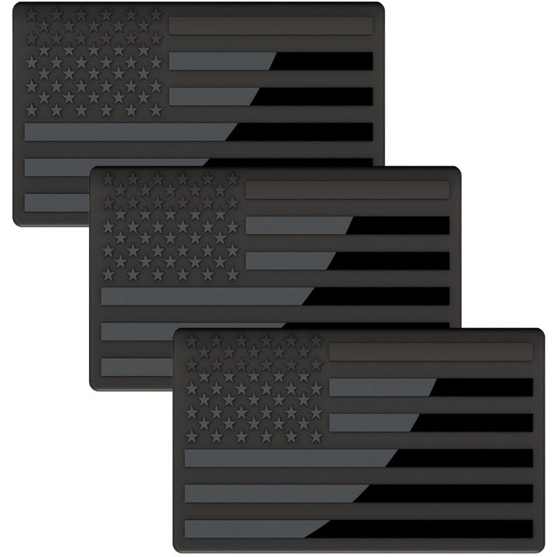 sticro Embossed 3D Metal All Black American Flag Emblem Decal Stickers 3 Pack Matte Black 5 x 3 Patriotic USA US Flag Car Decals Bumper Stickers for Truck Window Motorcycle Support US Military - Image 3