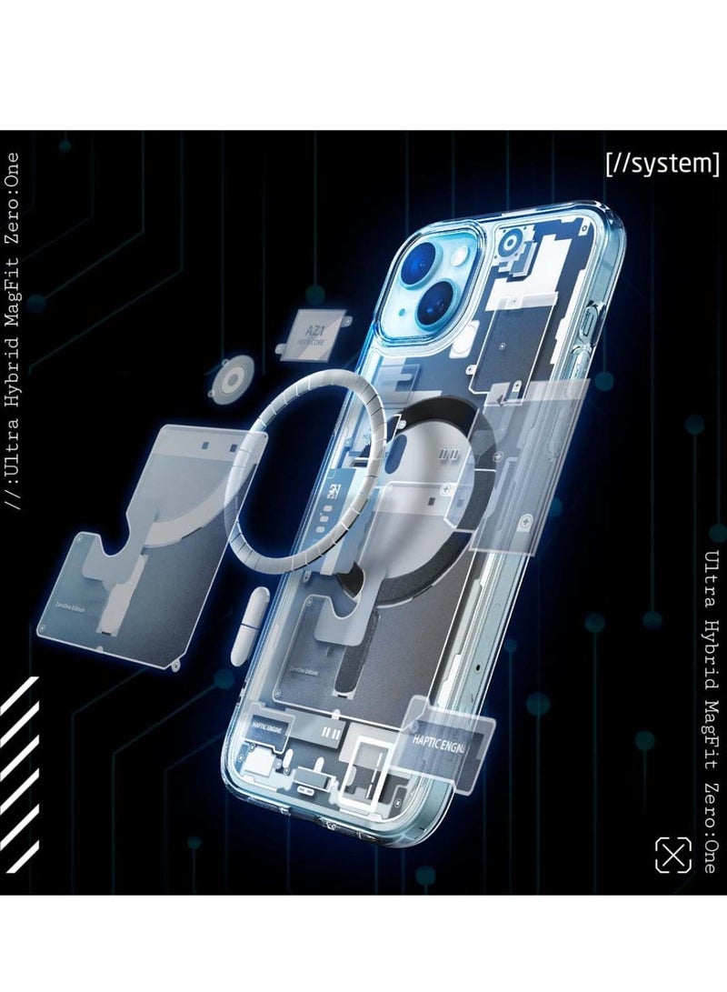 Techie iPhone 15 MagSafe Case – Spigene Ultra Hybrid Zero One MagFit with Metal Ring – Slim Teardown Design – Compatible with Wireless Charging & MagSafe Accessories – White/Gray - Image 5