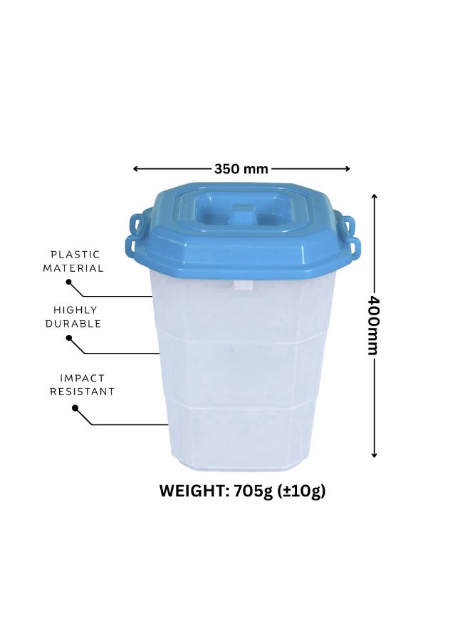 إس إن إتش أسطوانة تخزين أوساكا بغطاء مقفل ومقابض جانبية | حاوية شفافة محكمة الإغلاق بغطاء أزرق | منظم متعدد الاستخدامات للمنزل والمطبخ - Image 1