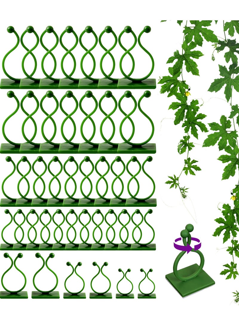 120 PCS Plant Vine Climbing Wall Fixture Clips - Green 3 Different Size Plant Support Plant Fixer Self-Adhesive Sticky Hook Plant Vine Traction Vines Fixing Clip Vines Holder (Green)