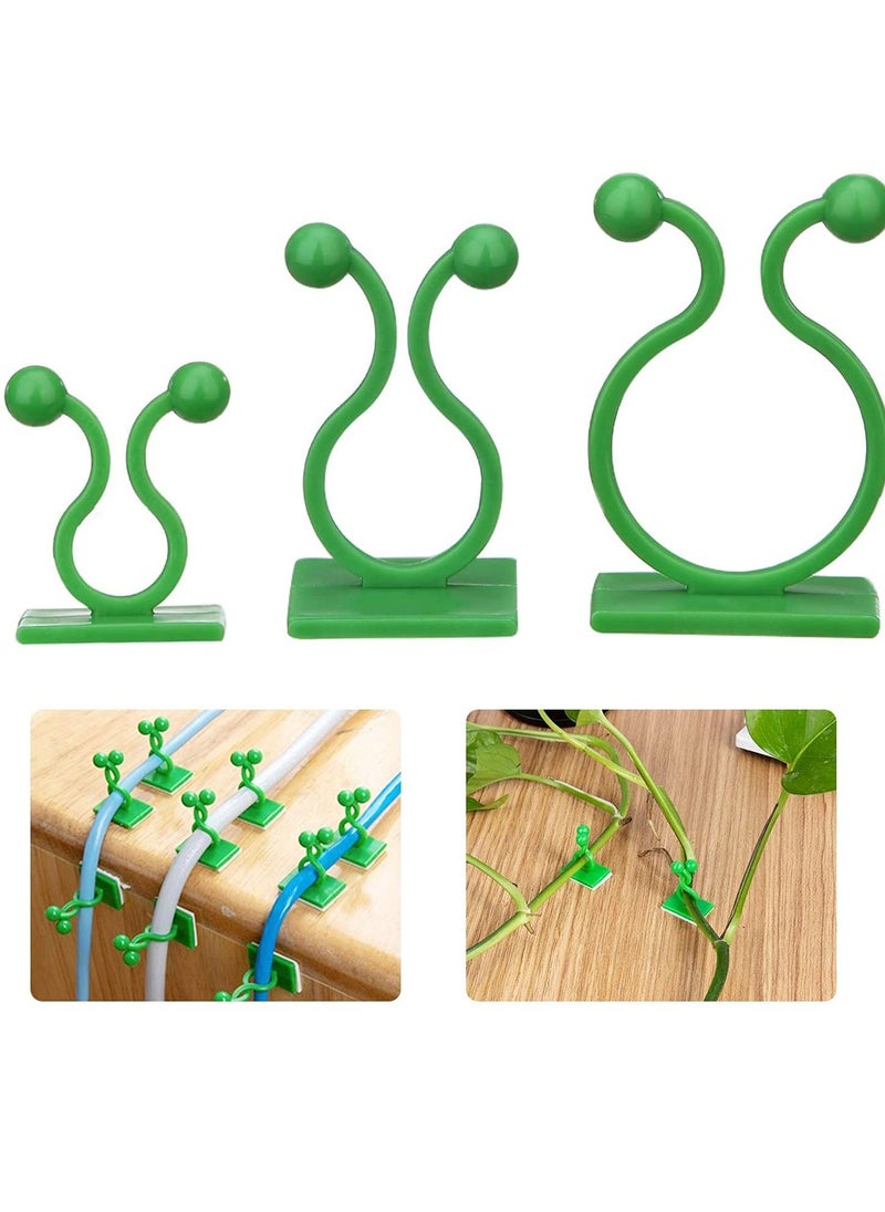 120 PCS Plant Vine Climbing Wall Fixture Clips - Green 3 Different Size Plant Support Plant Fixer Self-Adhesive Sticky Hook Plant Vine Traction Vines Fixing Clip Vines Holder (Green)