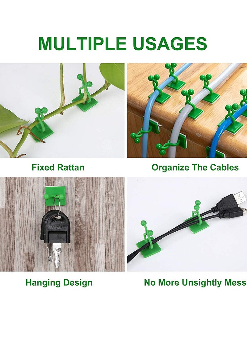 120 PCS Plant Vine Climbing Wall Fixture Clips - Green 3 Different Size Plant Support Plant Fixer Self-Adhesive Sticky Hook Plant Vine Traction Vines Fixing Clip Vines Holder (Green)