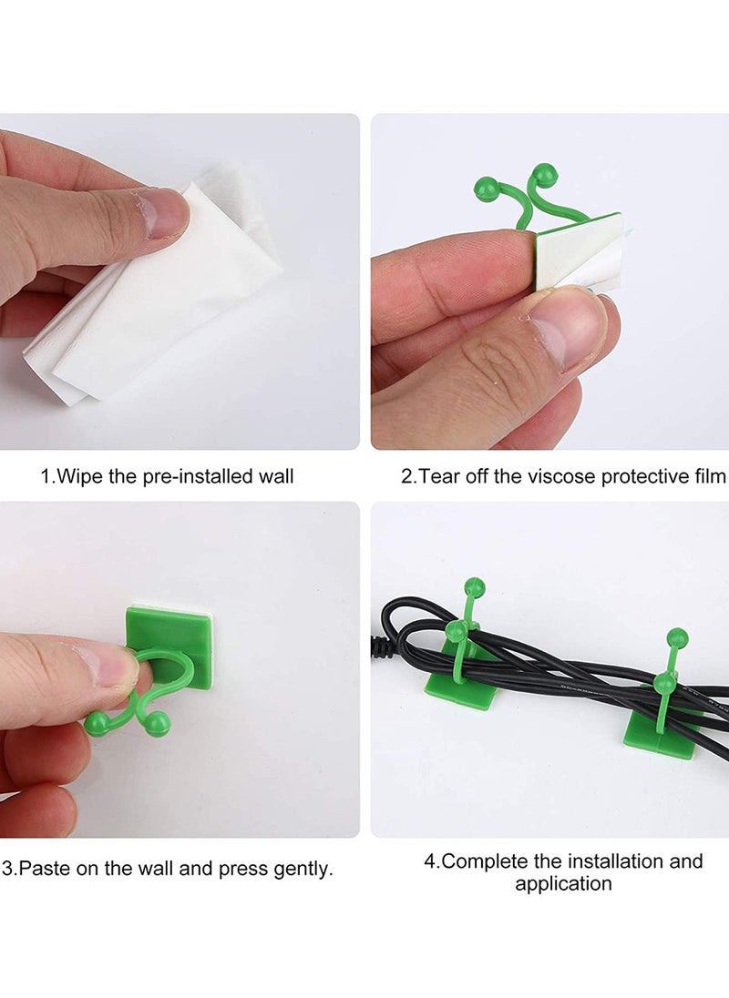 120 PCS Plant Vine Climbing Wall Fixture Clips - Green 3 Different Size Plant Support Plant Fixer Self-Adhesive Sticky Hook Plant Vine Traction Vines Fixing Clip Vines Holder (Green)