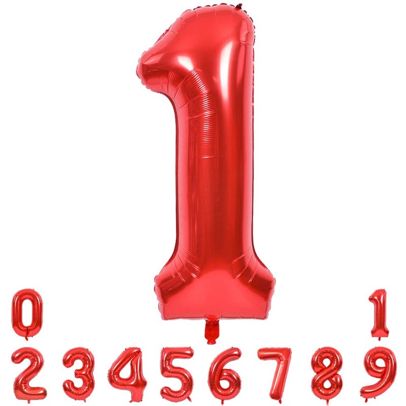 TONIFUL 40 Inch Red Large Numbers Balloons 09 Number 1 Digital 1 HeliumFoil Mylar Big Number Balloons for 2026 Mothers Day New Year Eve Graduation Valentines Day Birthday Party Anniversary Party - Image 3