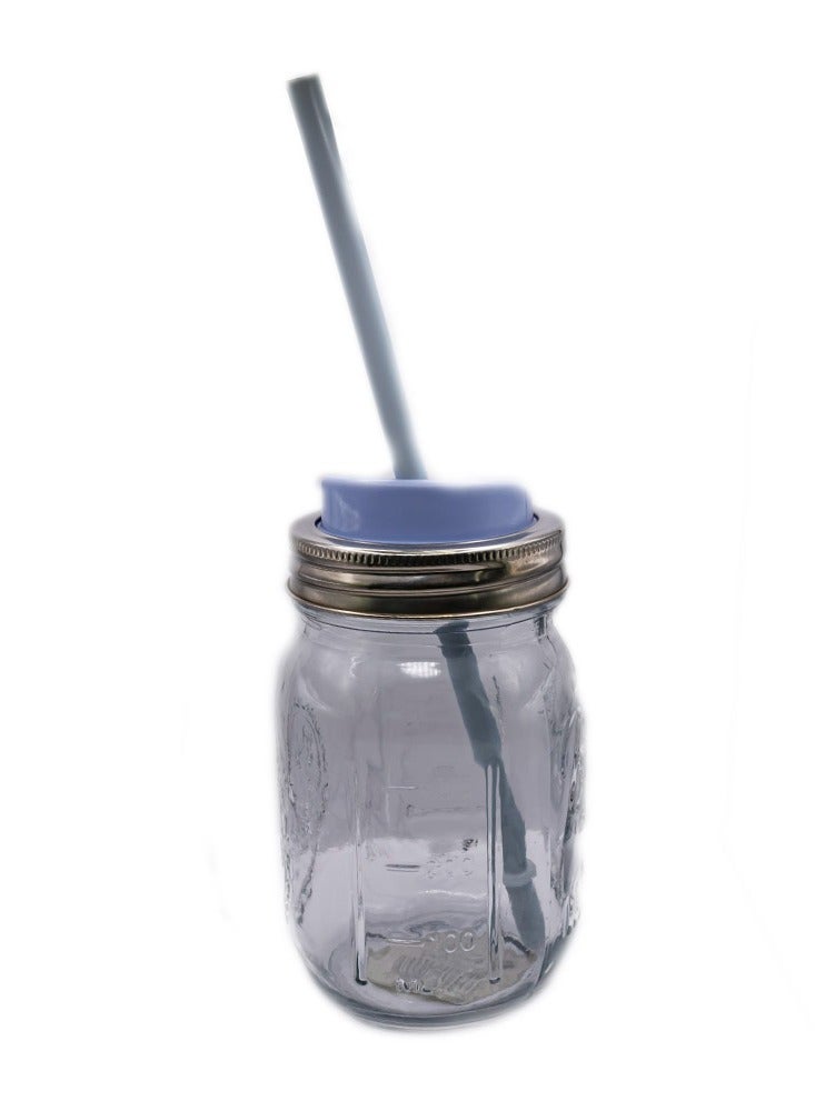 Jar Sipper with Blue Lid and Reusable Straw  - Image 3