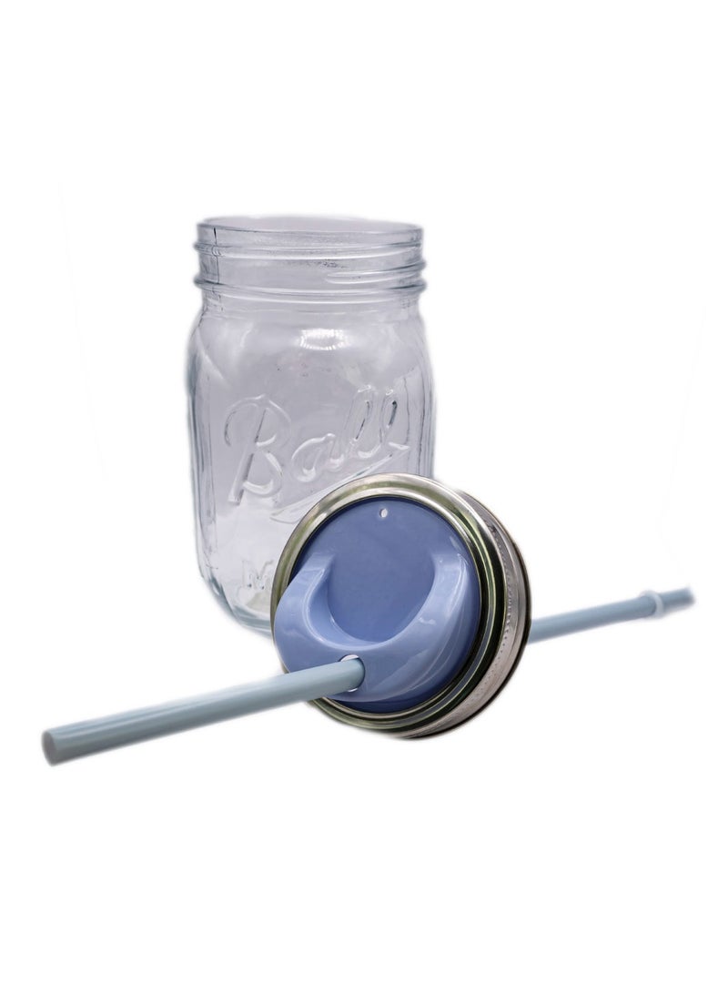 Jar Sipper with Blue Lid and Reusable Straw  - Image 2