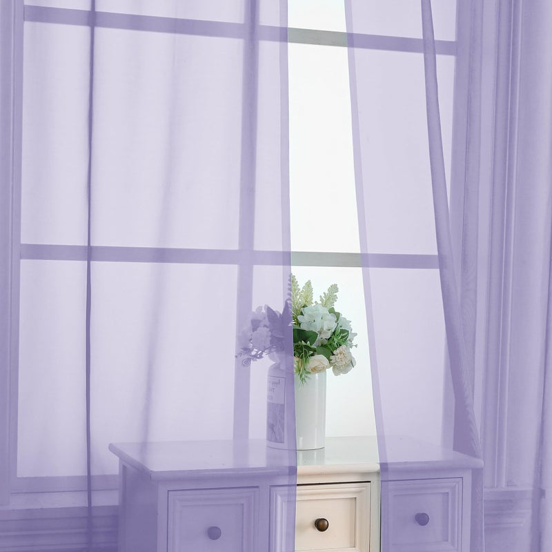 OVZME Lavender Sheer Curtains 63 Inches Long 2 Panels - Soft Light Filtering Window Sheer Panels for Living Room/Bedroom  Top Dual Rod Pocket  1 Pair  Each 42Wx63L Inches - Image 5