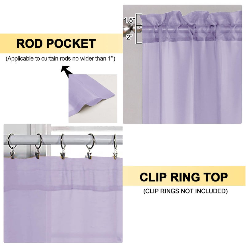 OVZME Lavender Sheer Curtains 63 Inches Long 2 Panels - Soft Light Filtering Window Sheer Panels for Living Room/Bedroom  Top Dual Rod Pocket  1 Pair  Each 42Wx63L Inches - Image 2
