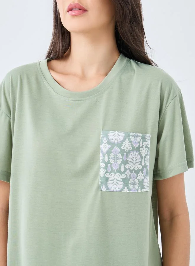 Styli Styli All Over Damask Print T-Shirt and Pyjama Set
