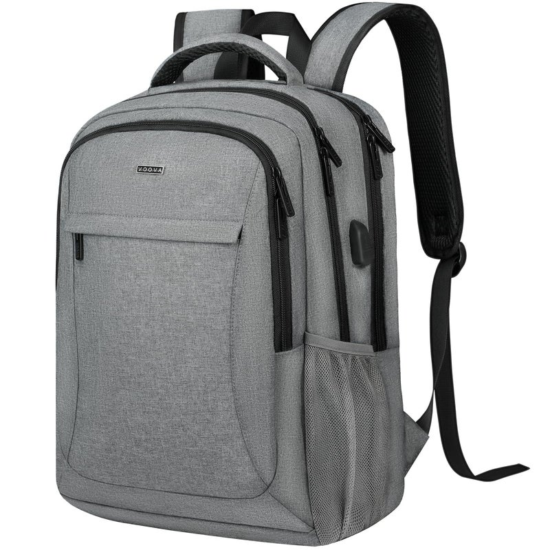 Voova Travel Laptop Backpack Business Work Laptop Backpack for Women Men with USB Charging Port Waterproof Slim Durable College Computer Bag Fits 156 Inch Laptops and Notebook Grey - Image 2
