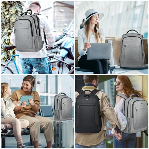 Voova Travel Laptop Backpack Business Work Laptop Backpack for Women Men with USB Charging Port Waterproof Slim Durable College Computer Bag Fits 156 Inch Laptops and Notebook Grey - Image 3