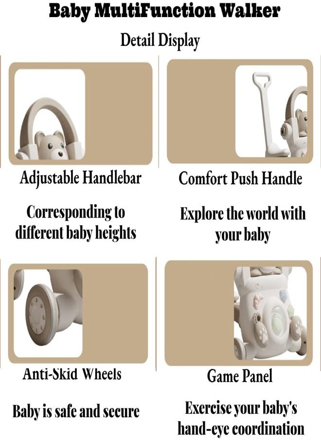 Generic - Baby Walker, Foldable Multi-Function Baby Walker, Early Childhood Activity Center, 4-In-1 Toddler Walker, Learn To Sit Or Push, Adjustable Speed, Rear Wheels, Safety Bumper, Removable Seat, Adjustable Height - Image 1