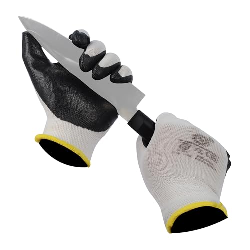 Robustt Nylon Nitrile Coated Industrial Safety Hand Gloves(Pack of 1) Anti-Cut | Cut Resistant | Heat Resistant | Industrial Use | for Finger and Hand Protection. - Image 1