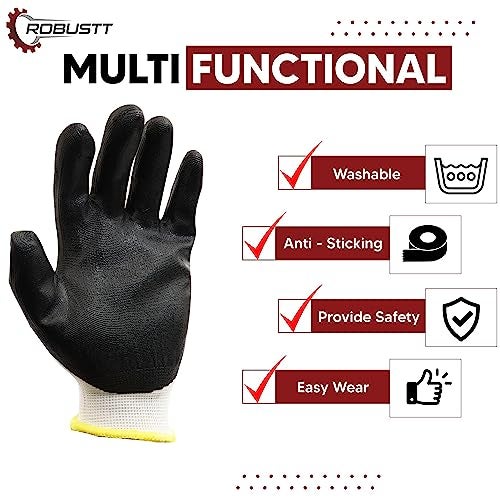 Robustt Nylon Nitrile Coated Industrial Safety Hand Gloves(Pack of 1) Anti-Cut | Cut Resistant | Heat Resistant | Industrial Use | for Finger and Hand Protection. - Image 4